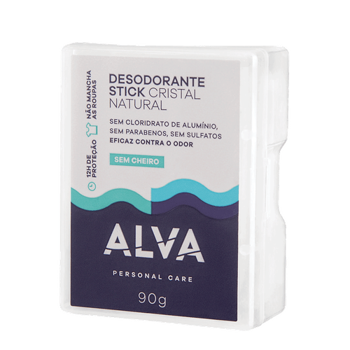 Alva Cristal Natural Stone Vegano Sem Cheiro - Desodorante Stick 90g