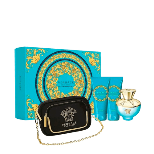 Kit Versace Ladies Dylan Turquoise Pour Femme - Eau De Toilette 100ml + Body Lotion 100ml + Body Shower Gel 100ml + Bolsa