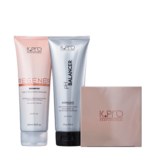 Kit K.Pro Regenér Home Care & PH Balancer - Shampoo 240ml + Acidificante 230g + Máscara Capilar 165g