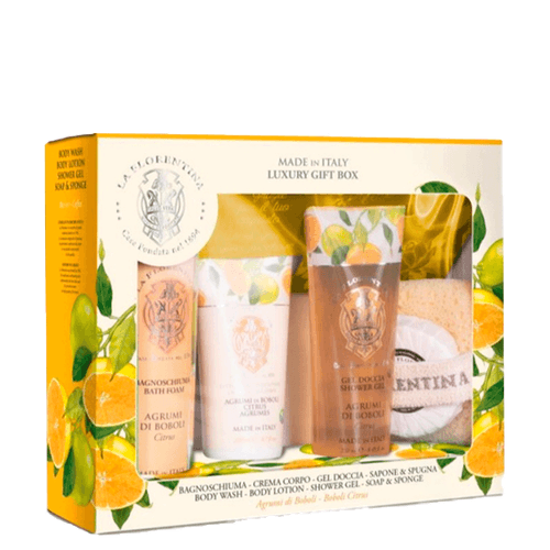 Kit La Florentina Spa Bob Citrus - Sabonete Liquido 500ml + Shower Gel 200ml + Body Lotion 200ml + Sabonete 115g + Esponja de Banho