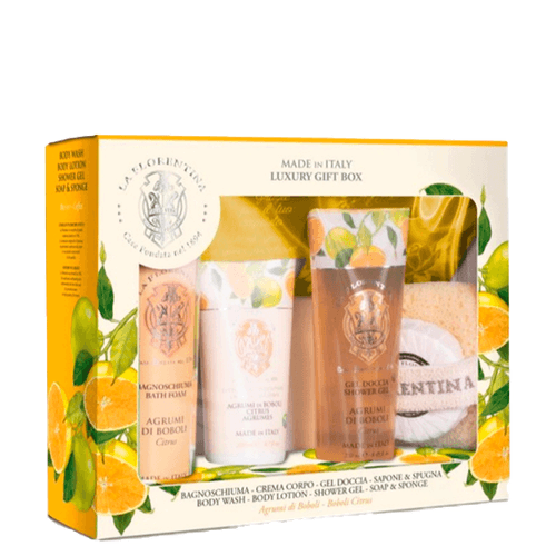 Kit Florentina Spa Bob Citrus - Sabonete Liquido 500ml + Shower Gel 200ml + Body Lotion 200ml + Sabonete 115g + Esponja de Banho