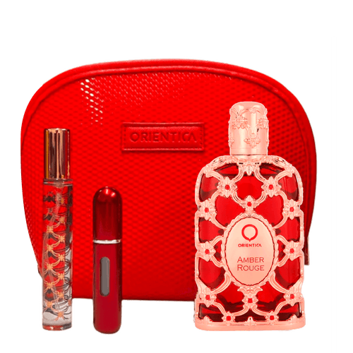 Kit Orientica Amber Rouge EdP 80ml + Miniatura 10ml + Atomizer + Necessaire