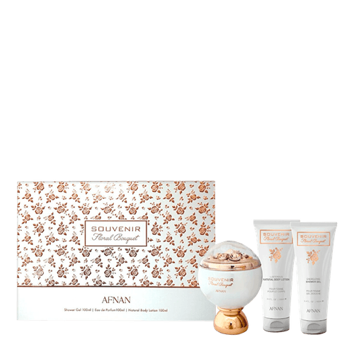 Kit Afnan Souvenir Floral Bouquet Feminino - Eau de Parfum 100ml + Shower Gel 100ml + Body Lotion 100ml