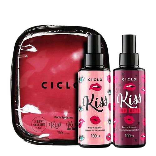 Kit Ciclo Kiss Body Splash 100ml + Kiss You More Body Splash 100ml + Estojo