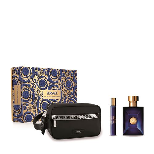 Kit Versace Dylan Blue Pour Homme Eau de Toilette 100ml + Travel Spray 10ml + Necessaire Blash Trousse