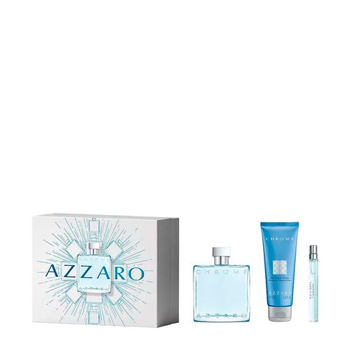 Kit Azzaro Chrome Eau de Toilette - Perfume Masculino 100ml + Gel de Banho 75ml + 10ml