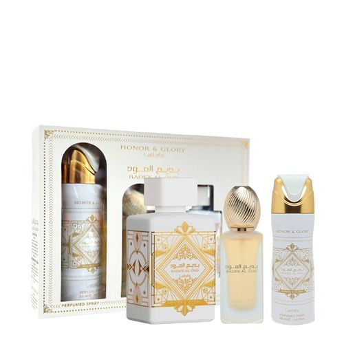Kit Lattafa Bae'e Al Oud Honor & Glory - Edp 100ml + Hair Mist 50ml + Desodorante 200ml