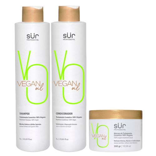 Sur Profissional Vegan Oil - Shampoo 1000ml + Condicionador 1000ml + Máscara 500ml