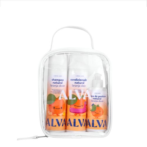 Alva Kit Infantil Shampoo 250ML + Condicionador 250ml + Creme de Pentear 160ml + Necessaire