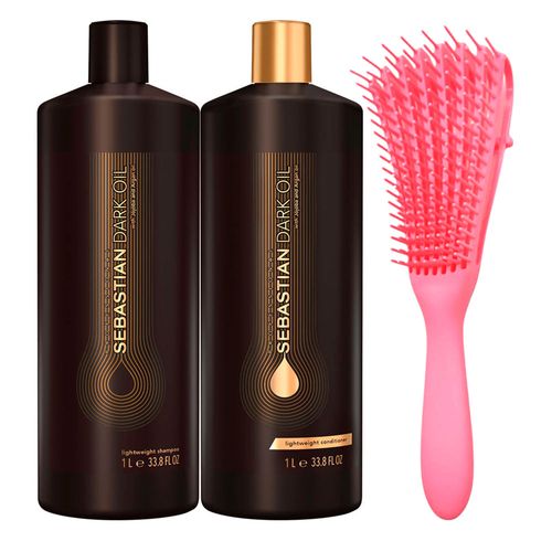 Kit Sebastian Dark Oil - Shampoo 1l + Condicionador 1l + Brinde Escova Polvo Rosa