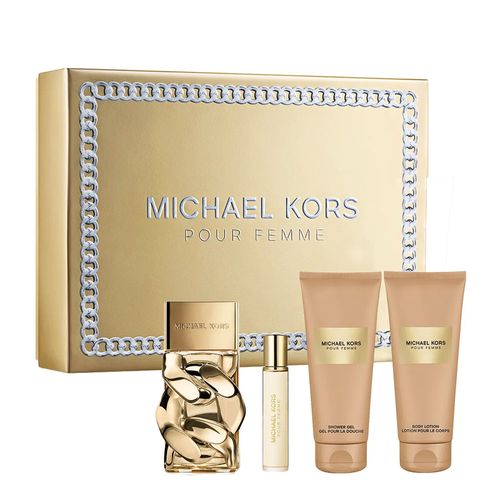 Kit Michael Kors Pour Femme Feminino - Edp 100ml + Travel Spray 10ml +  Body Lotion 100ml + Shower Gel 100ml
