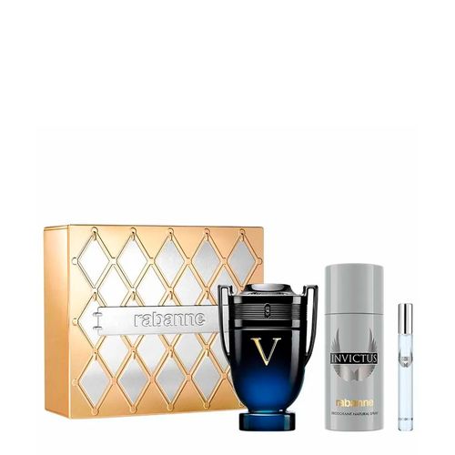 Kit Rabanne Invictus Victory Elixir Edp-  Perfume Masculino 100ml + Deodorant Spray 150ml + Travel Size 10ml