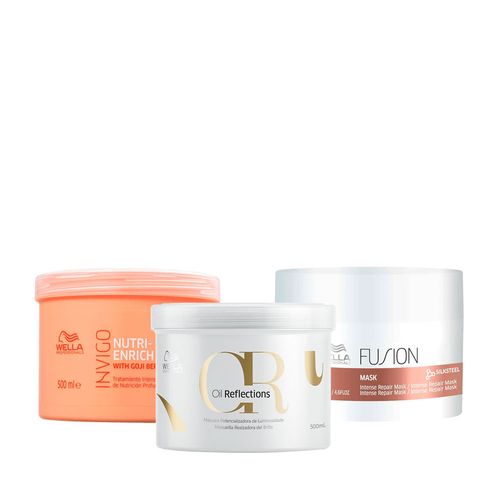 Kit Wella Cronograma Capilar - Enrich Invigo + Oil Reflection + Fusion 500ml