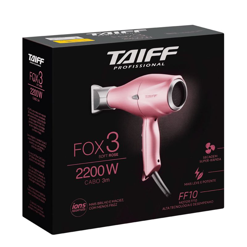 Secador de Cabelo Taiff Profissional Fox 3 2200W Soft Rose 127v