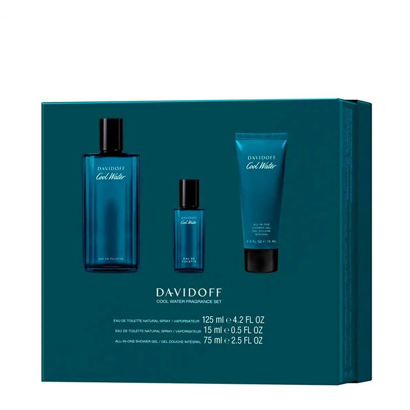 Kit Davidoff Cool Water Masculino - EDT 125ml + 15ml + SG 75ml