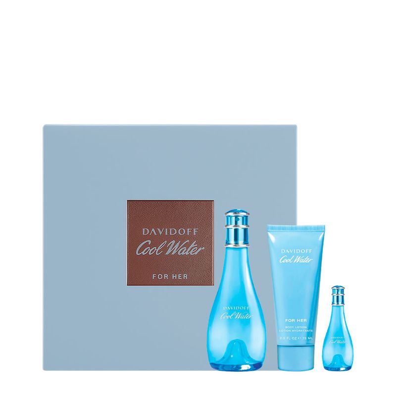 Kit Davidoff Cool Water Feminino - Eau de Toilette 100ml + 15ml + Body Lotion 75ml