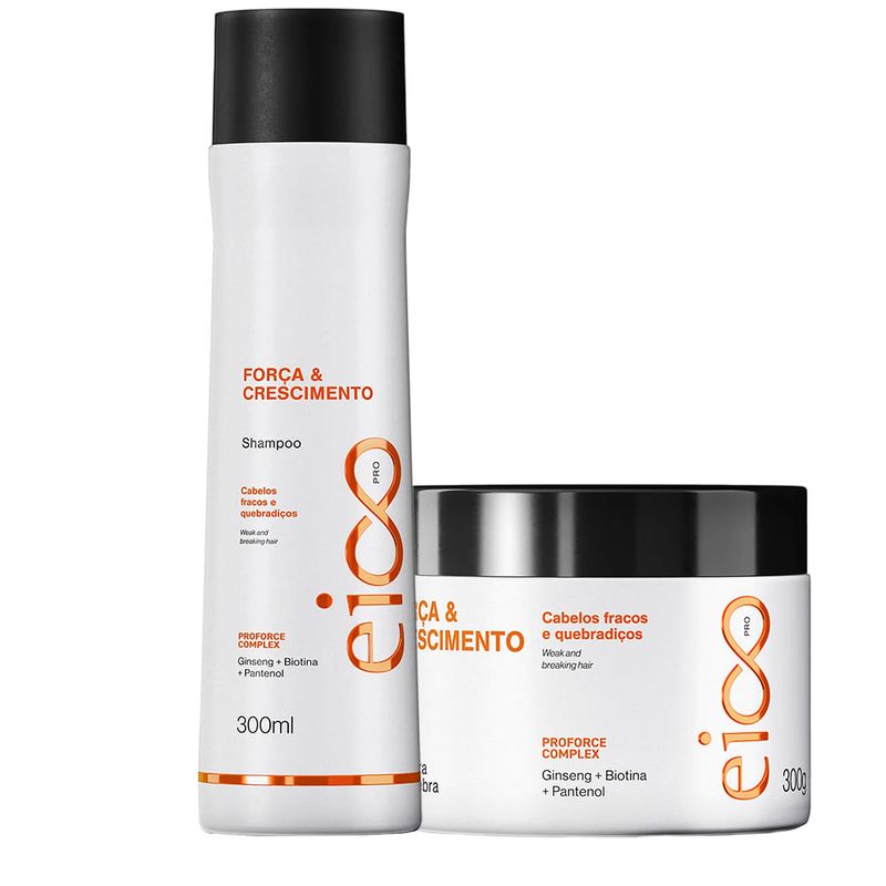 Kit Eico Pro Força & Crescimento - Shampoo 300ml + Máscara 300g
