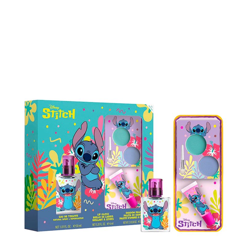 Kit Disney Stitch Feminino - EDT 30ml + Lip Gloss 6ml + Paleta de Sombras