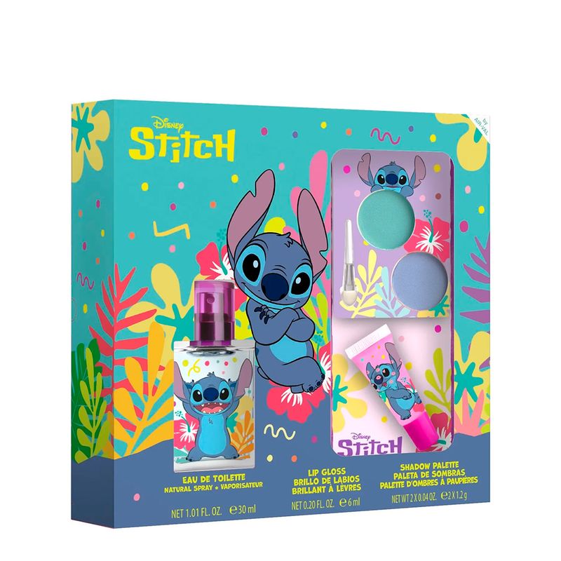 Kit Disney Stitch Feminino - EDT 30ml + Lip Gloss 6ml + Paleta de Sombras