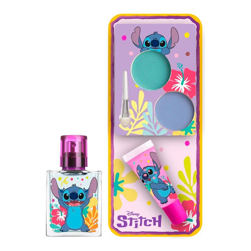 Kit Disney Stitch Feminino - EDT 30ml + Lip Gloss 6ml + Paleta de Sombras