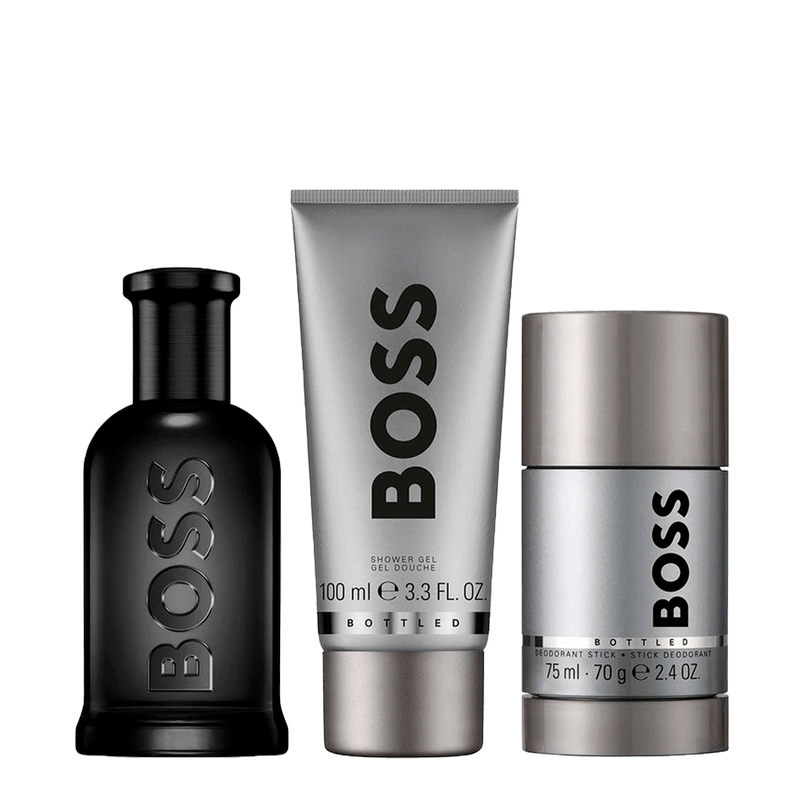 Kit Boss Bottled Men - Parfum 100ml + Shower Gel 100ml + Desodorante 75ml
