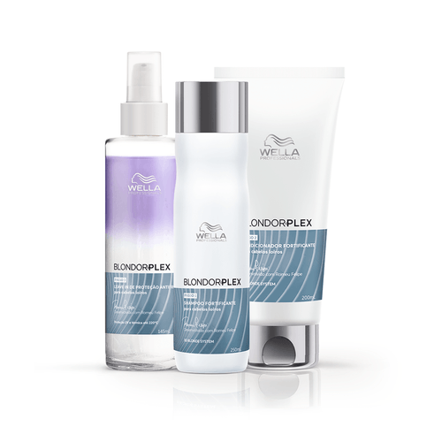 Kit Wella Blondorplex - Shampoo 250ml + Condicionador 200ml + Leave In 145ml