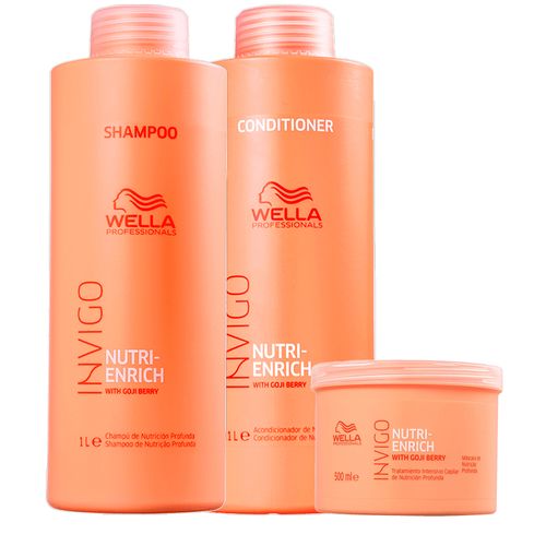 Kit Wella Enrich Invigo Shampoo 1000ml + Condicionador 1000ml + Mascara De Tratamento 500ml