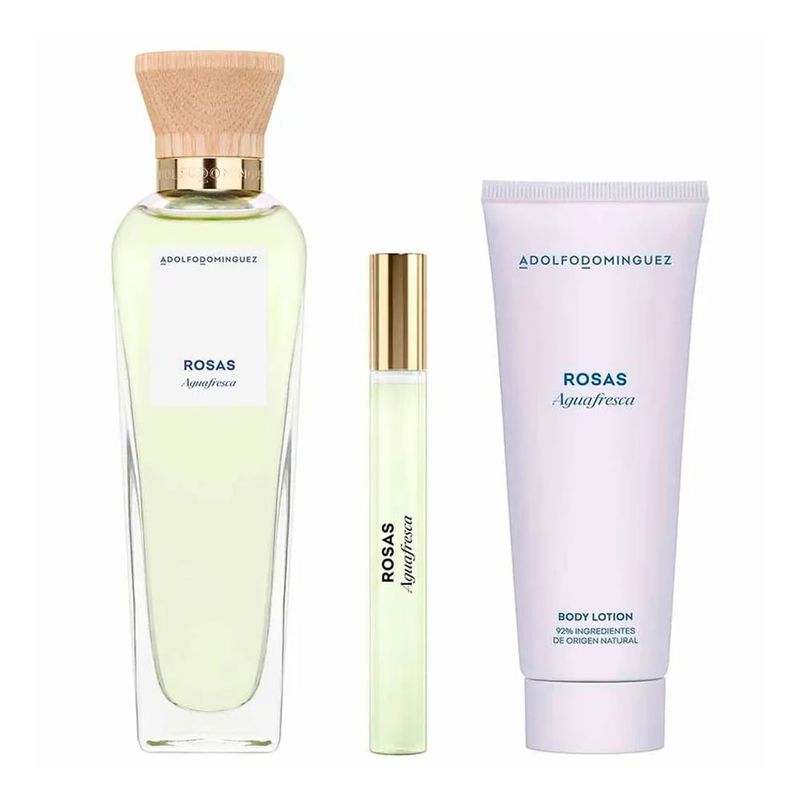 Kit Adolfo Dominguez Aguafresca de Rosas Feminino - Eau de Toilette 120ml + 10ml + Body Lotion 75ml