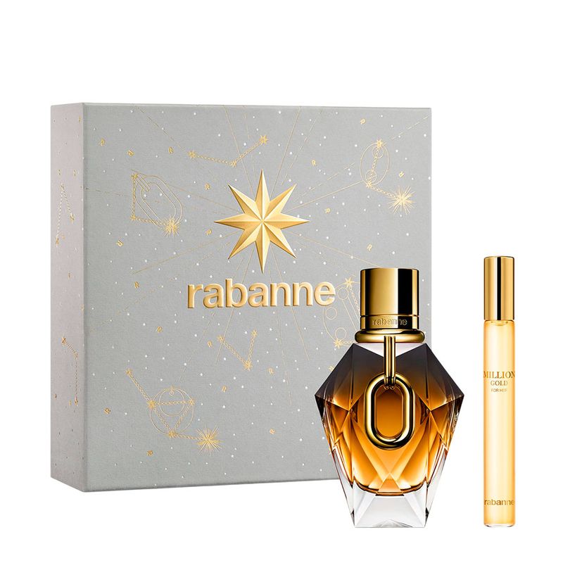 Kit Rabanne Million Gold For Her Feminino - Parfum 50ml + 10ml