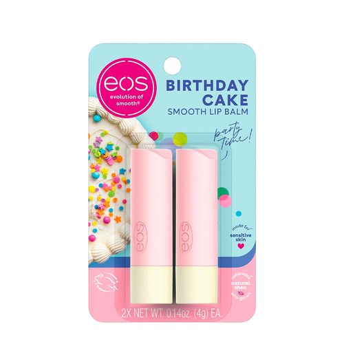 Kit EOS Smooth Lip Balm Birthday Cake - Hidratante Labial 2x4g
