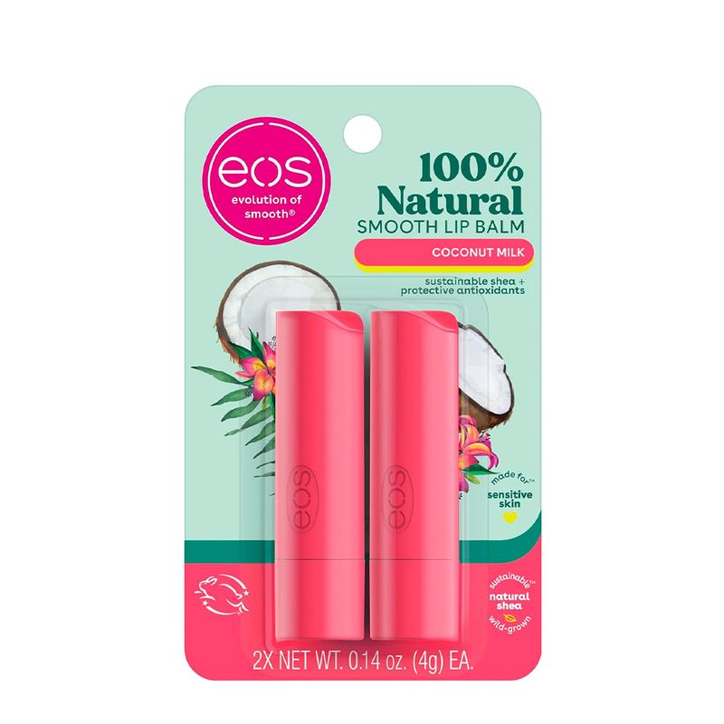 Kit EOS Smooth Lip Balm Coconut Milk - Hidratante Labial 2x4g