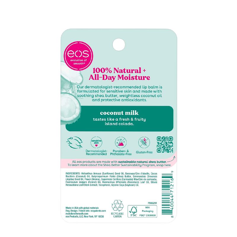 Kit EOS Smooth Lip Balm Coconut Milk - Hidratante Labial 2x4g