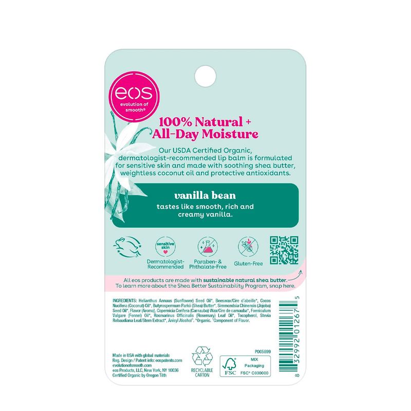 Kit EOS Organic Lip Balm Vanilla Bean - Hidratante Labial 2x4g