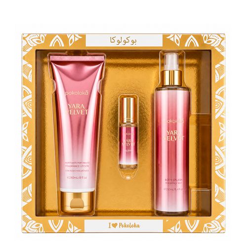 Kit Pokoloka Luxury Elixir Yara Velvet - Hidratante 240ml + Body Splash 250ml + Perfume 15ml