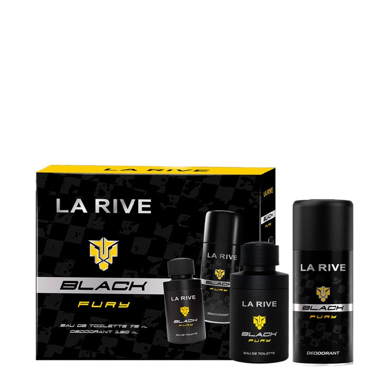 Kit La Rive Black Fury Masculino - Eau de Toilette 75ml + Desodorante 150ml