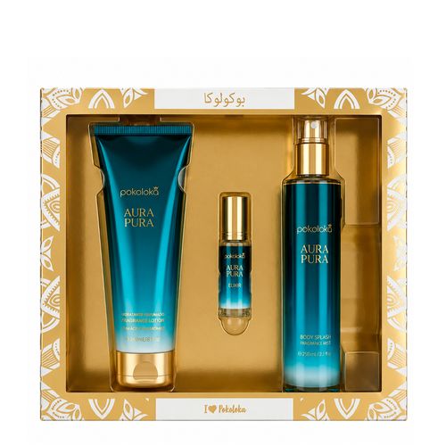 Kit Pokoloka Luxury Elixir Aura Pura Feminino - Hidratante 240ml + Body Splash 250ml + Perfume 15ml