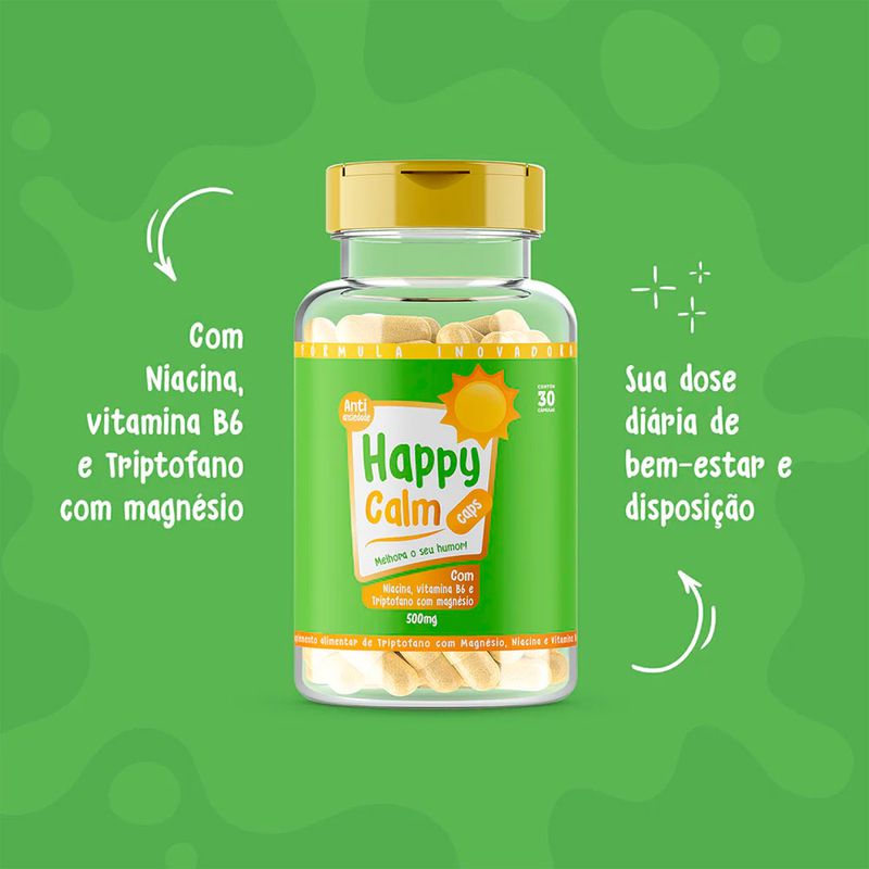 Suplemento Alimentar Happy Hair Calm Caps 500mg 30 Cápsulas