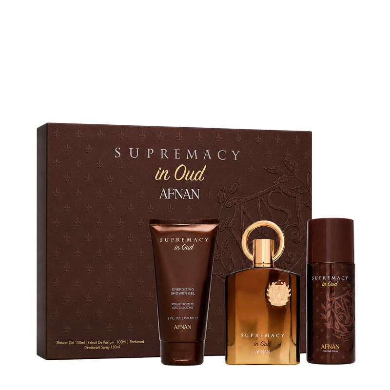 Kit Afnan Supremacy In Oud Unissex - Extrait de Parfum 100ml + Shower Gel 150ml + Desodorante 150ml