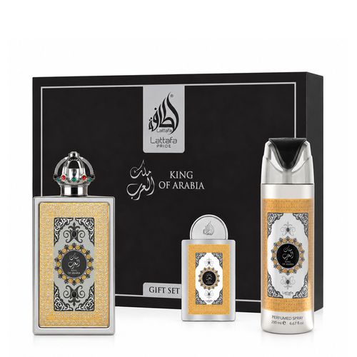 Kit Lattafa Pride King of Arabia Unissex - Eau de Parfum 100ml + 20ml + Desodorante 200ml