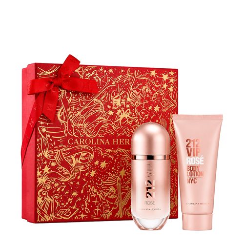 Kit Carolina Herrera 212 Vip Rose Feminino Edp 80ml + Bl 100ml