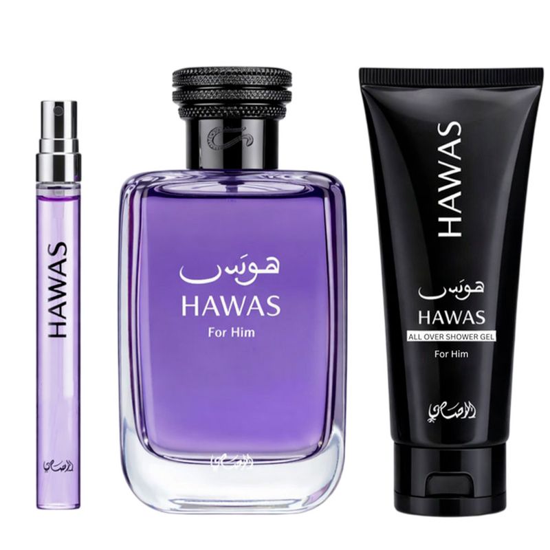 Kit Rasasi Hawas For Him Masculino - Eau de Parfum 100ml + 10ml + Shower Gel 60ml