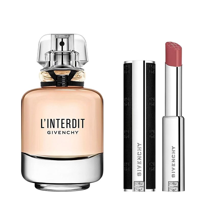 Kit Givenchy L’Interdit Feminino - Eau de Parfum 80ml + Batom Le Rouge Satin N111 2,7g