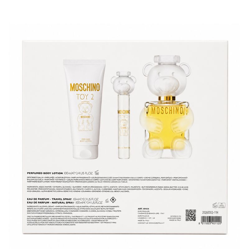 Kit Moschino Toy 2 Feminino - Eau de Parfum 100ml + Body Lotion 100ml + Travel Spray 10ml