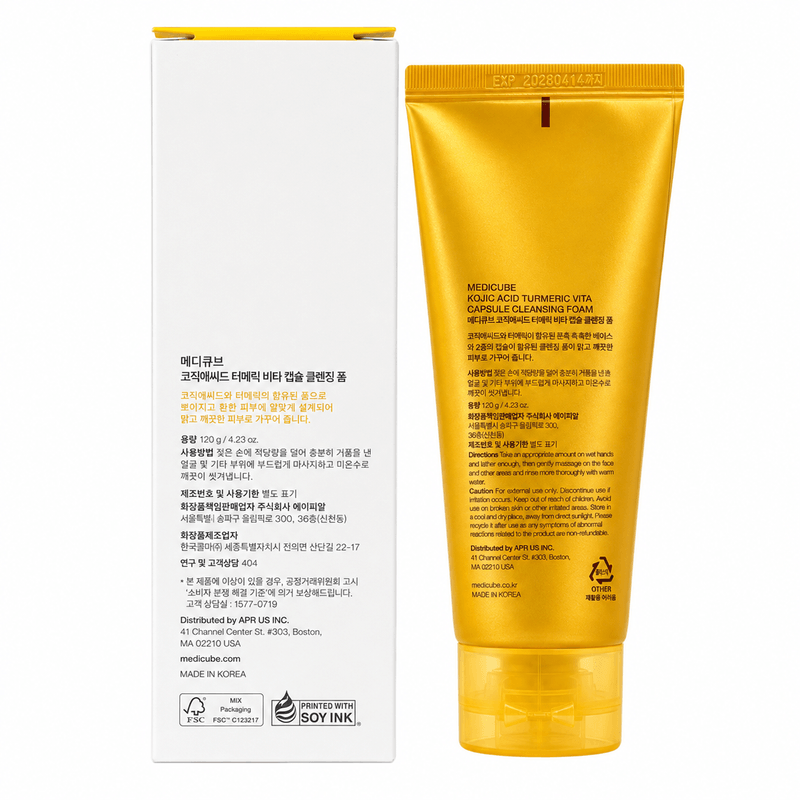 Espuma de Limpeza Facial 120g - Medicube Kojic Acid Turmeric Vita Capsule