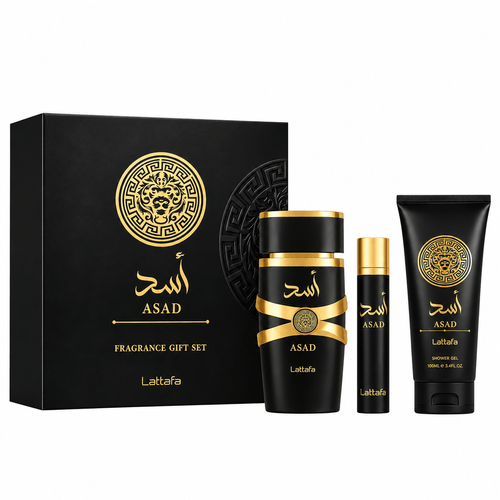 Kit Lattafa Asad EDP 100ml + 12ml + Shower Gel 100ml
