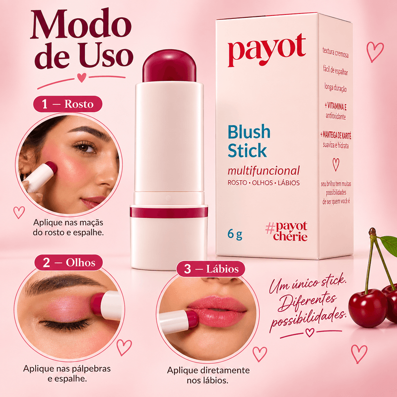 Payot Chérie Blush Stick Licor de Cereja 20 - 6g
